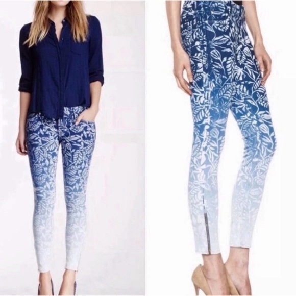 MOTHER Denim - Mother Looker Ankle Zip Ombré Magical Flowers Floral Jeans Women’s 28 Blue Chic